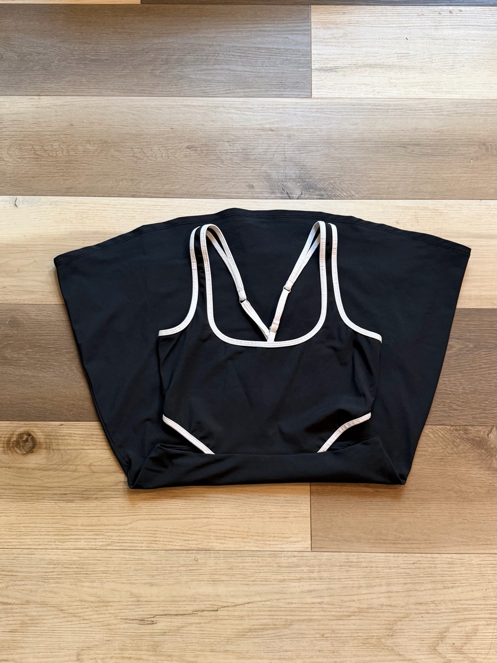 Abercrombie & Fitch Black Mini Dress with White Trimmed Straps & Side Cut Outs
